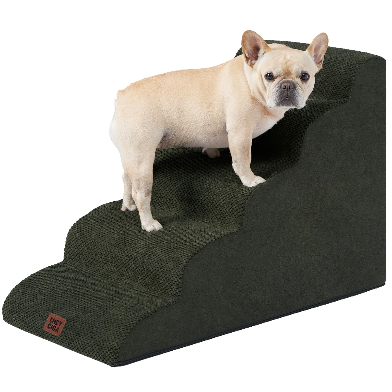 EHEYCIGA Curved Dog Stairs Ramp for High Beds 22.6" H, 5-Step Dog Steps for Small Dogs and Cats, Pet Stairs for High Bed Climbing, Non-Slip Balanced