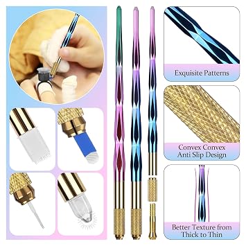 ATOMUS Microblading Pen Kit 2pcs Tattoo Eyebrow Lip Manual Pen 10pcs 18U Eyebrow Microblades 10pcs Pigment Holder with Sponge