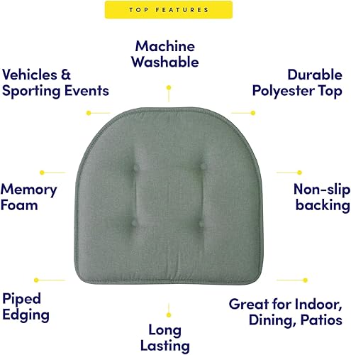 Miniatura 290 de Sweet Home Collection Cojines de espuma viscoelástica para silla, goma antideslizante y parte trasera de goma antideslizante en forma de U de 17 x