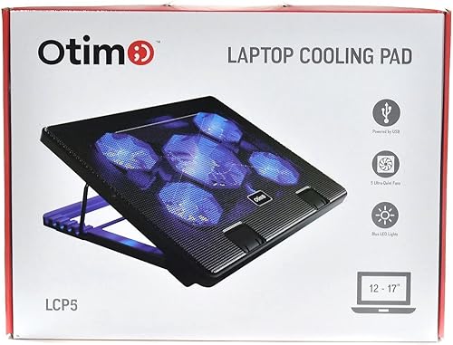 Miniatura 7 de Otimo Almohadilla de refrigeración para laptop de 12 a 17 pulgadas - 5 ventiladores ultra silenciosos - Alimentado por USB con 2 puertos - Soporte