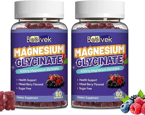 Gomitas de glicinato de magnesio 700 mg, con L-treonato de magnesio 300 mg, 60 gomitas veganas, sin OMG, sin gluten y azúcar (60 unidades (paquete