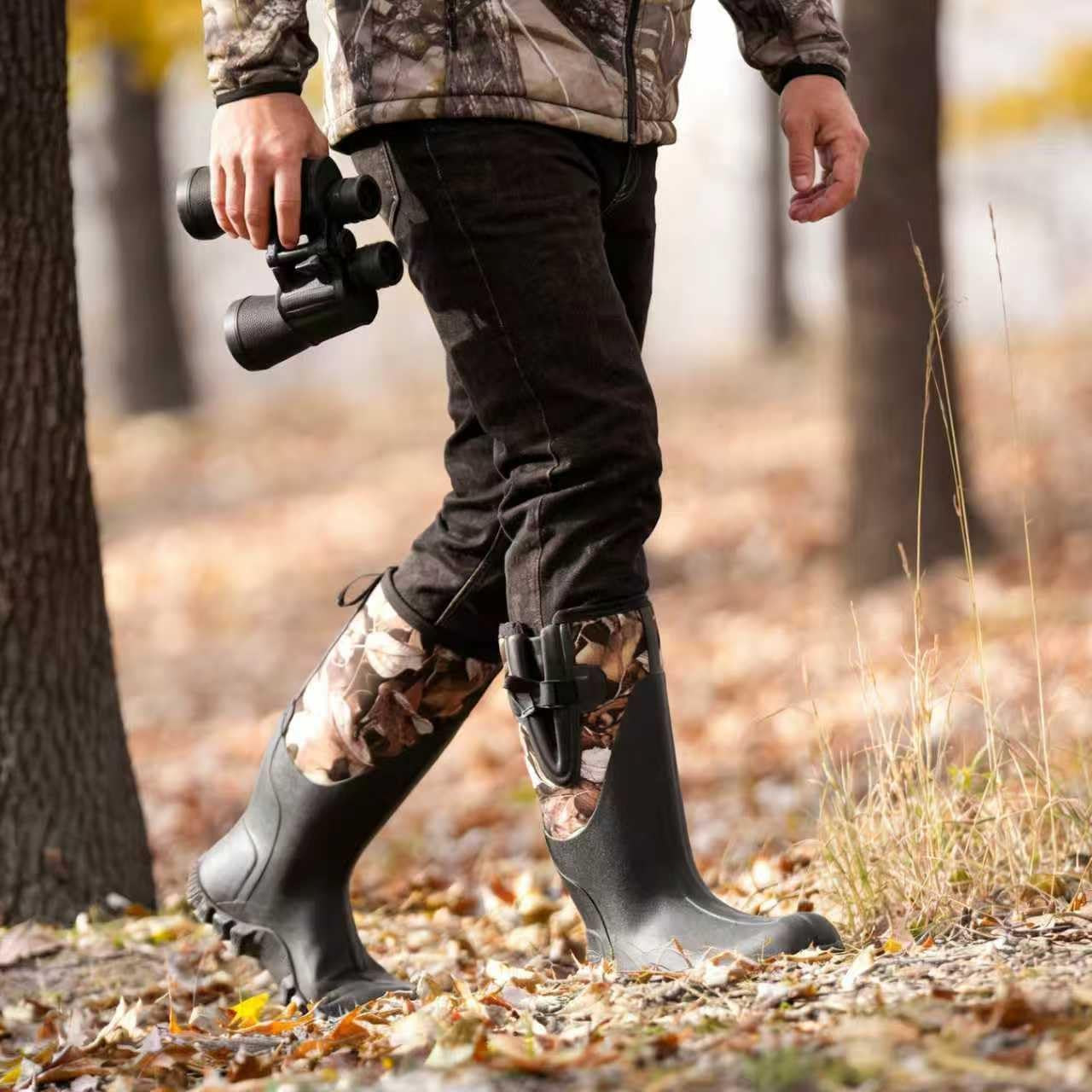 Men's Waterproof Rubber Muck Boots - Insulated Mid-Calf Rain & Mud Boots, Anti-Slip Neoprene Work Footwear for Farming & Yard Chores