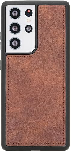 Miniatura 5 de Funda de piel auténtica hecha a mano para Samsung Galaxy S21 Ultra - Funda magnética desmontable con tarjetero y función atril, protección perfecta