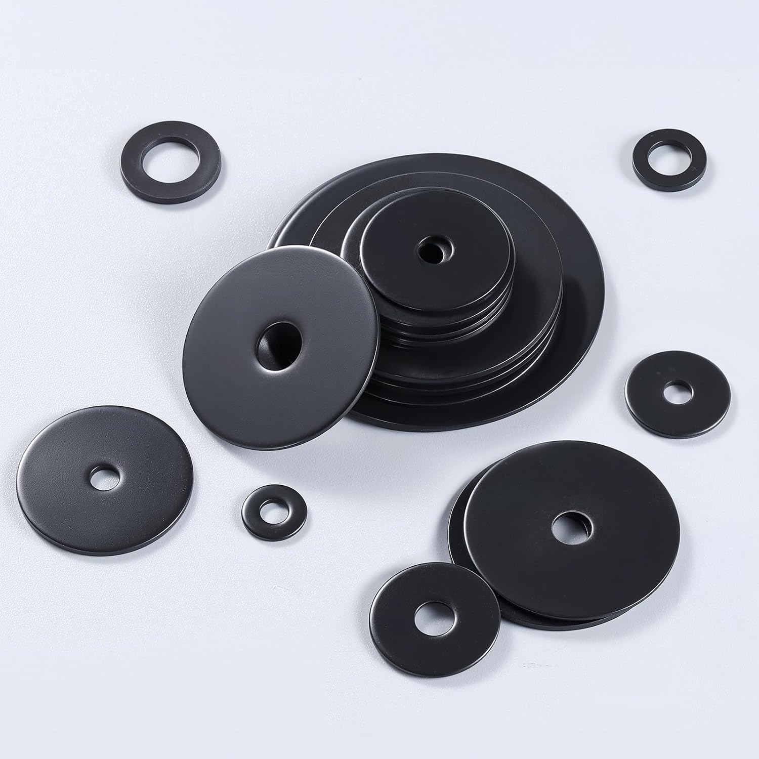 300PCS M6 Flat Washers, Black Oxide 304 Stainless Steel 18-8, 6.4mm ID x 11.57mm OD Hardware Washers for Screws Bolts