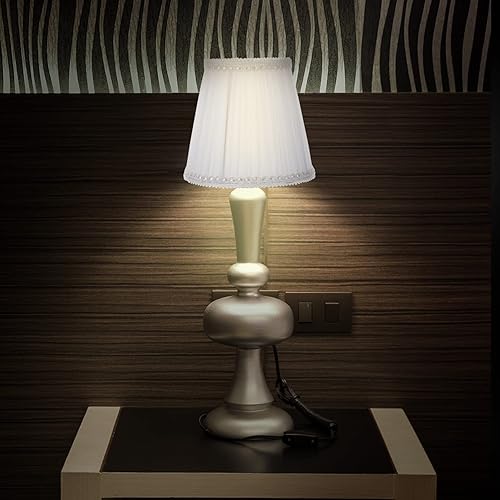 Vista 39 de Pantalla de tela azul con clip, diseño único en forma de campana para lámpara de mesa de piso y pared, luz suave para espacios relajantes