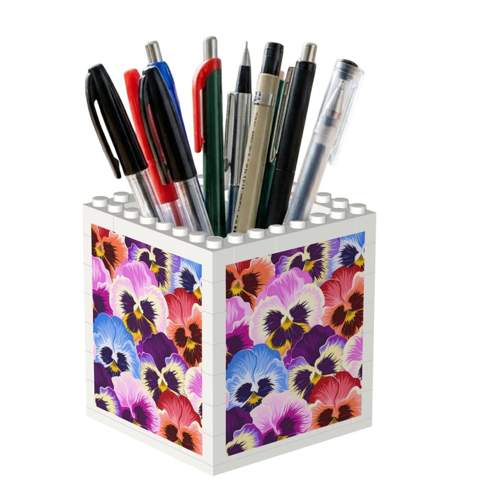 Poadnly Pansies, Pen Pot Pencil Holder for Office Home School, Compact Desk Organiser for Office Stationery