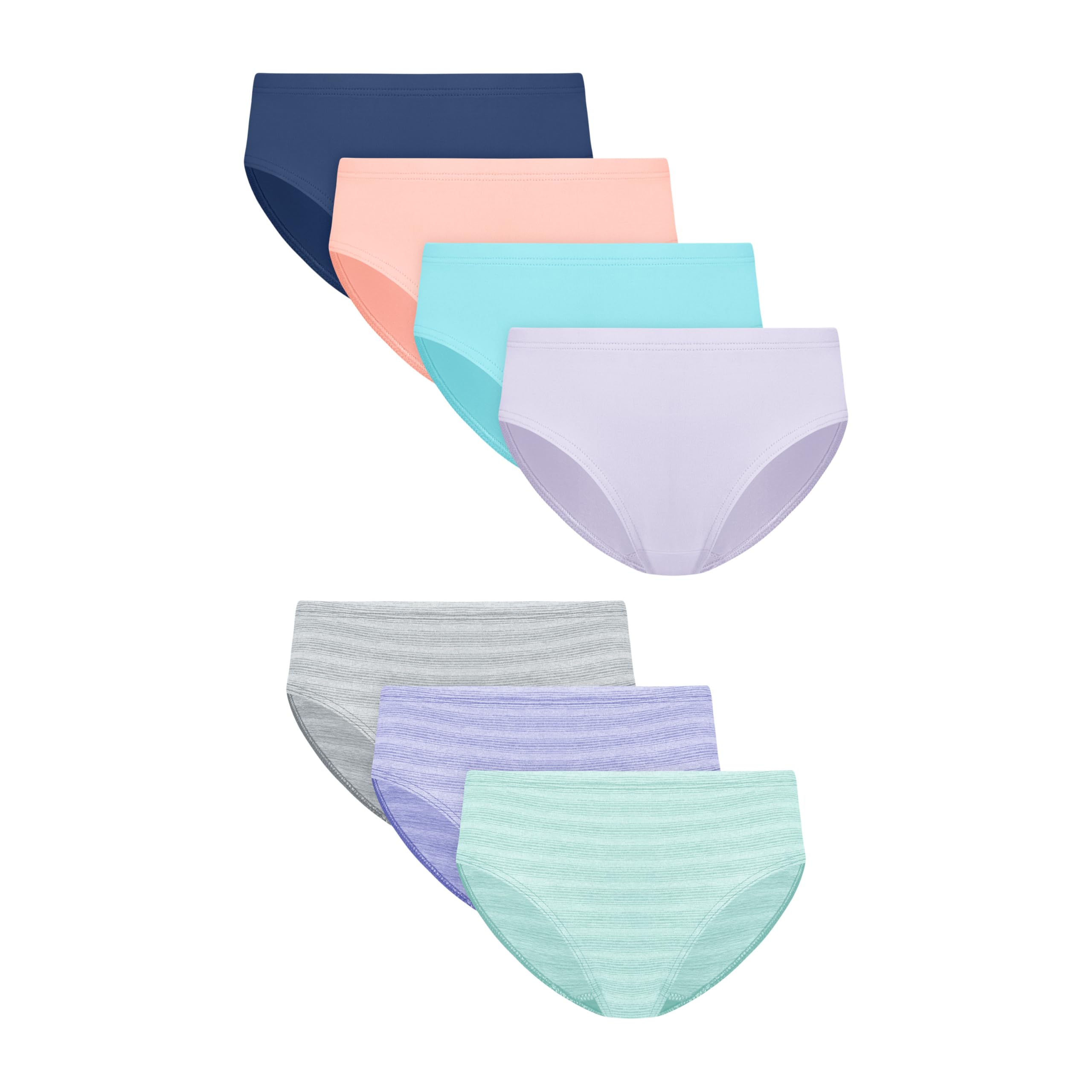 Hanes Girls Underwear Hipsters 7-pack Pure Comfort Microfiber Hipster Panties for Girls Assorted
