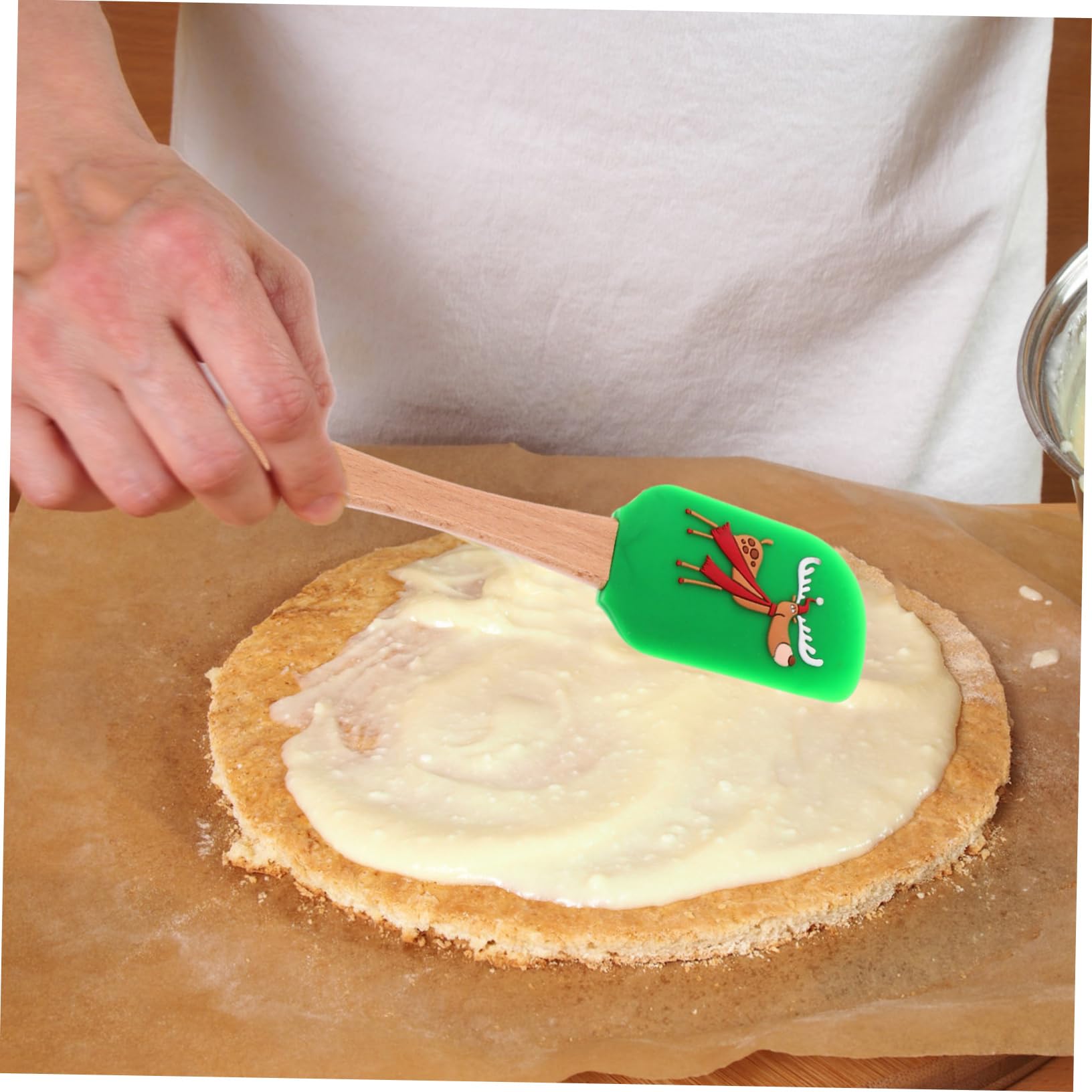 4piezas Raspador De Silicona Para Pasteles Espátula De Kit De Herramientas De Cocina Diseño Navideño Colores Mezclados