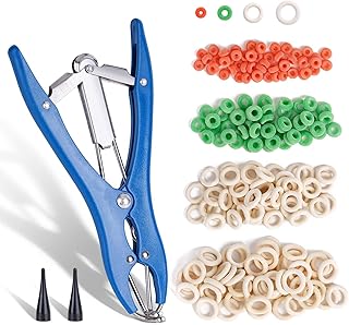 ZHEQOGZH Livestock Castration Bander with 4 Different Sizes of Castrator Rings for Goats Lambs Sheeps and Calves, Balloon ...