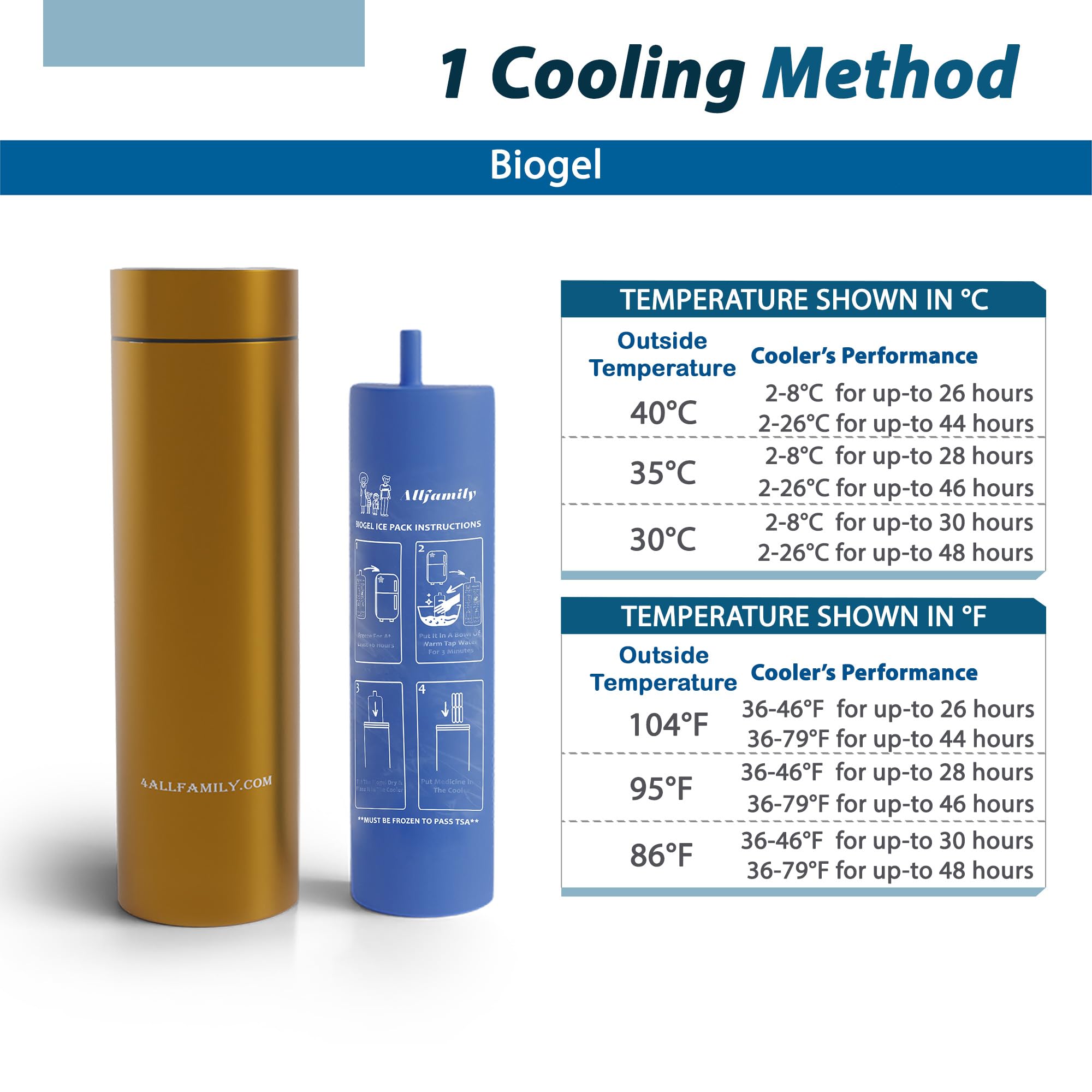 4ALLFAMILY Nomad 48H Penne per insulina Cooler Case Medicine Cooler Box EpiPen Carry Medical Bag TSA Approvato Diabetico Travel case con Biogel Ice Pack