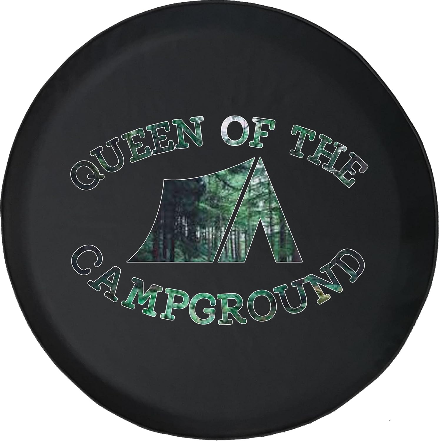 Queen of The Campground Woods RV Camper Black 33 Inch Car Tire Cover - Tire Accessories for Trailers, Trucks, SUVs, Campers RVs and More
