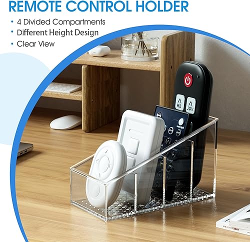 Miniatura 5 de MaxGear Soporte de control remoto transparente para mesa de TV pequeña, soporte de control remoto de plástico, organizador de control remoto de