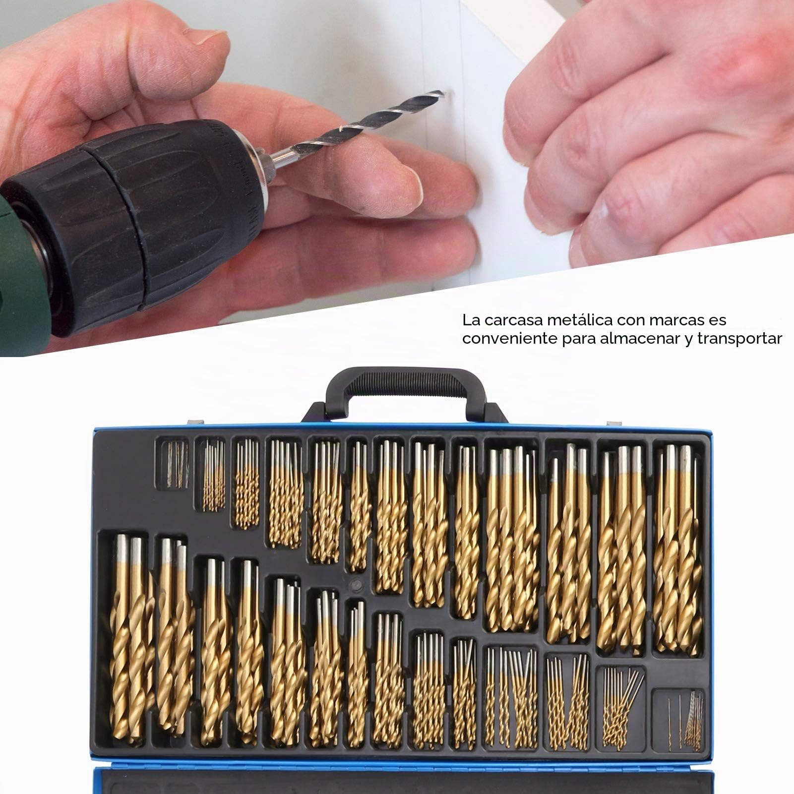 Juego de Brocas Helicoidales de 230 Piezas Juego de Brocas Métricas Juego de Brocas Métricas HSS con Caja de Almacenamiento para Hierro Aluminio Madera Plástico