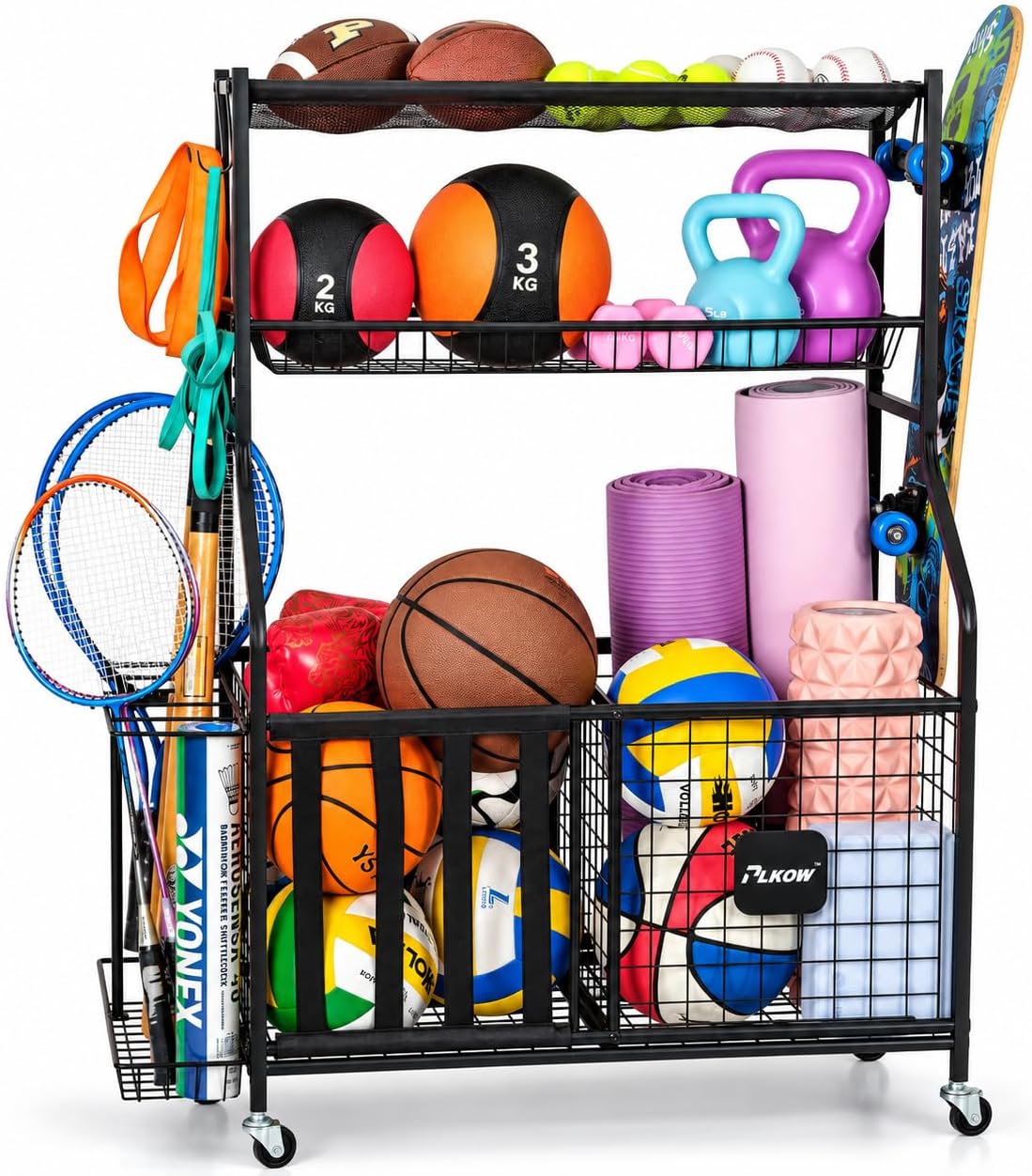 PLKOW Sports Equipment Storage for Garage, Ball Storage Organizer