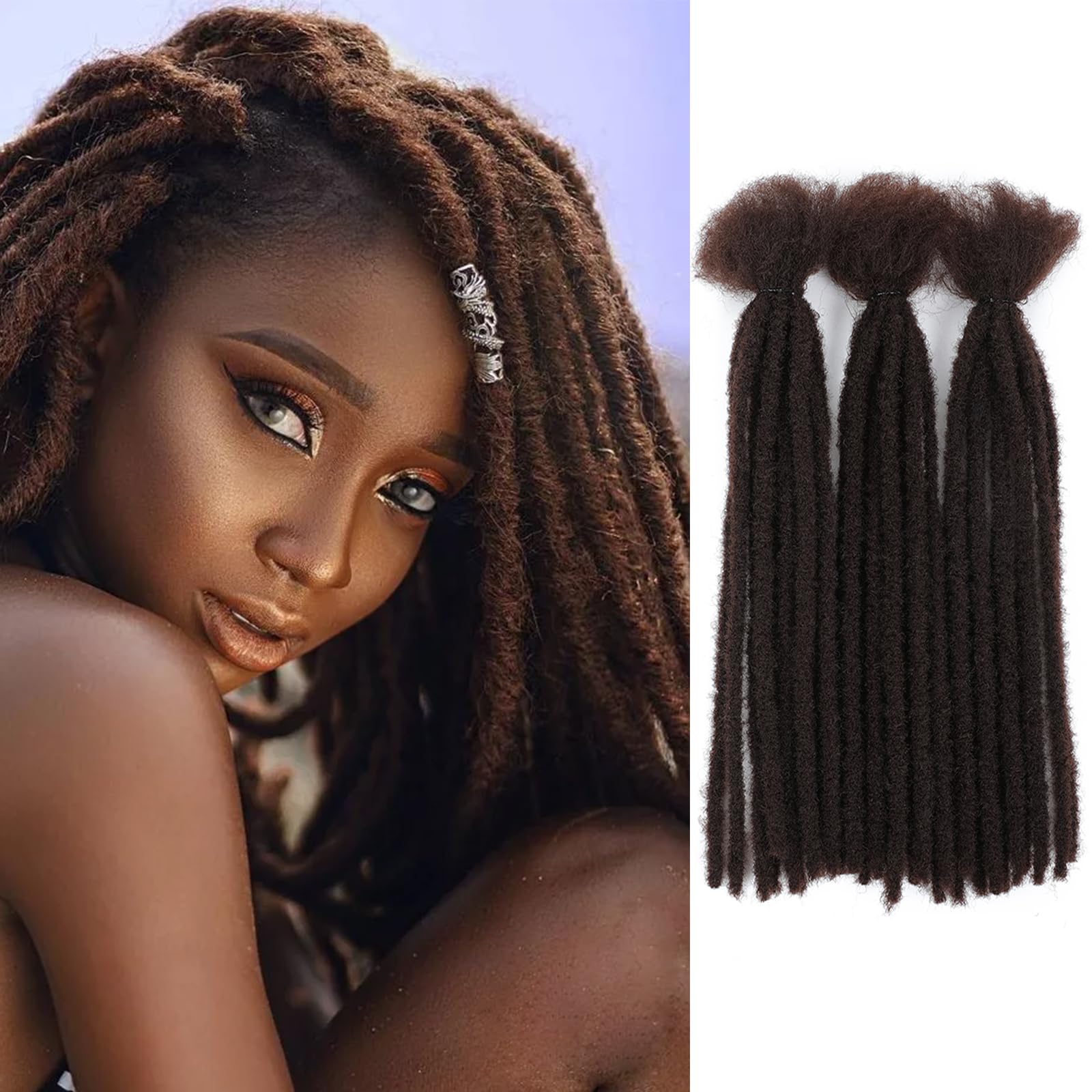 DXdixiu Dreadlock Extensions Synthetic Hair 30 Strands 100% Full Handmade Permanent Loc Extension Hair for Women/Men/Kids Daily Wear & Parties (4#