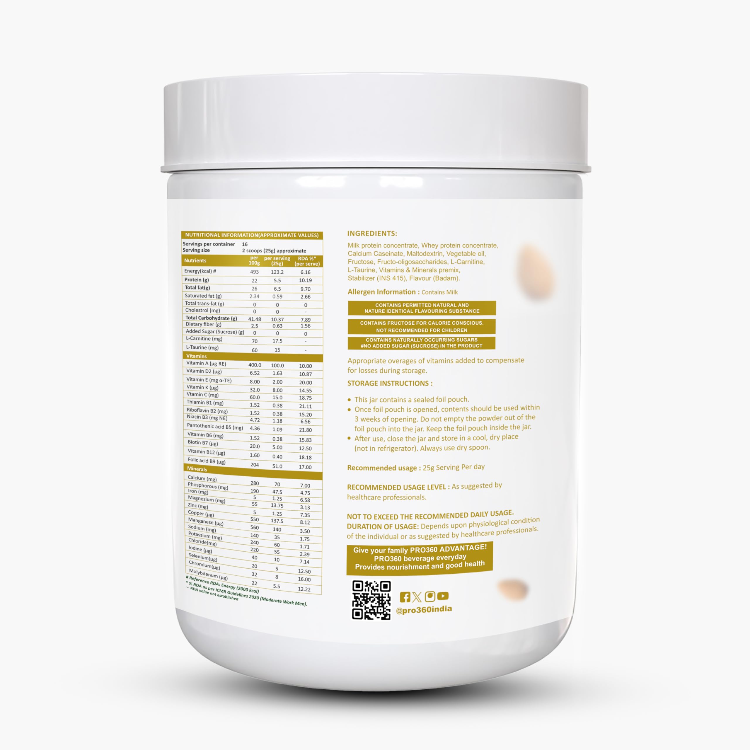 Pro360 Nefro HP - Badam Flavour 400g (New Flavor), High Protein Nutritional Supplement Powder for Kidney Renal Health Dialysis Care, Enriched with L-Taurine, L-Carnitine & Essential Nutrients — Amazon image 2