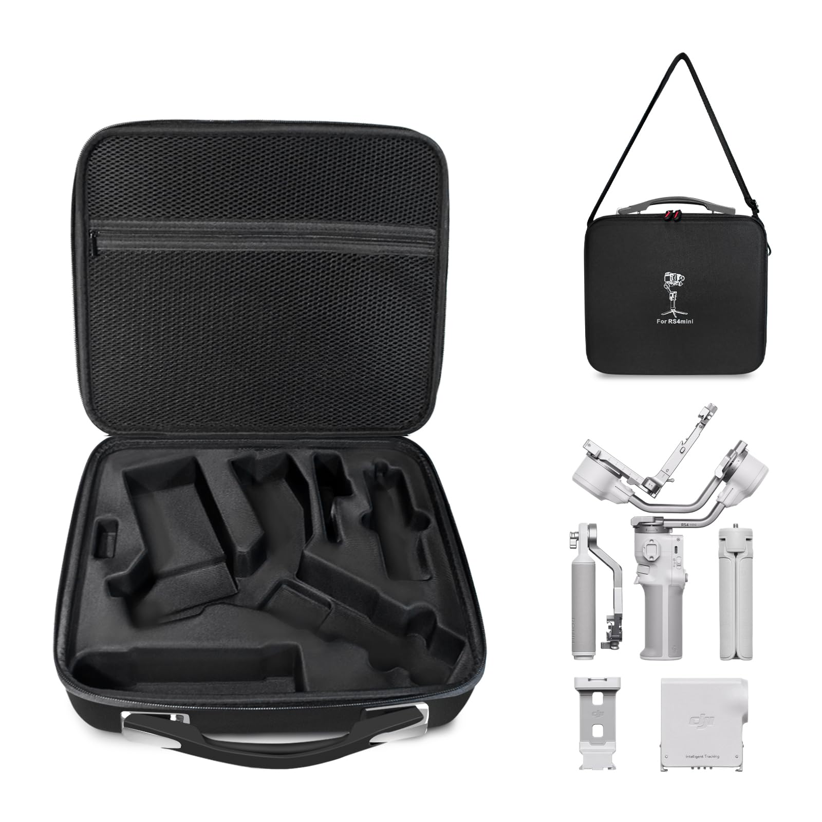 Custodia per DJI RS 4 Mini, Custodia portatile impermeabile per DJI RS 4 Mini Creator Combo con cintura per la spalla（Nero）