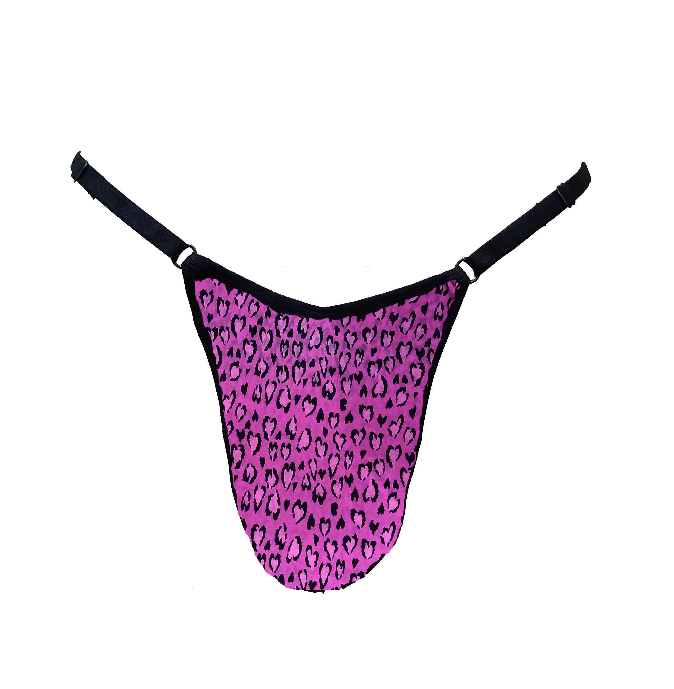 Men's Heart Print G-String Thong, Pink and Black, Stretch Fit-image-37
