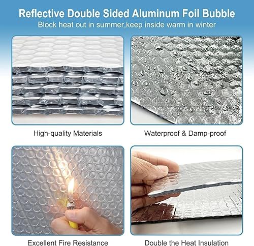 Miniatura 6 de Lámina reflectante de burbujas con núcleo de poliespuma, barrera radiante de verano, cubierta de ventana de invierno, aislamiento de CA, HVAC, PCV,