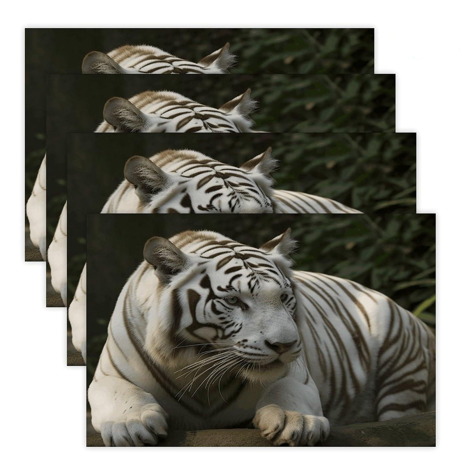 White Bengal Tiger Placemats Non-Slip Heat Resistant Table Mats Flax Washable Cloth Place Mats Easy to Clean Premium Placemat for Kitchen Dining Table Decor Party Outdoor
