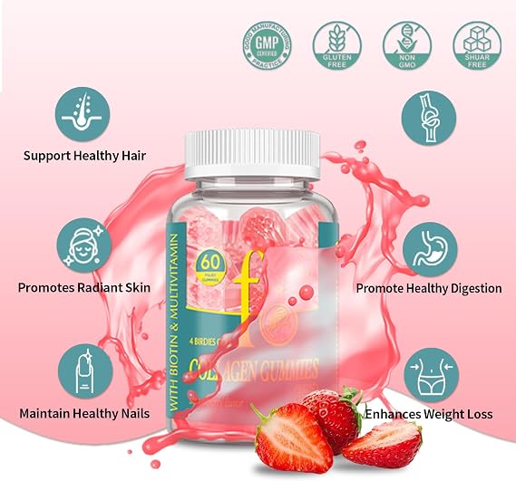 Collagen Gummies for Women Sugar Free, Hydrolyzed Collagen Peptides Gummies Type I, II, III, V, X with Biotin, Zinc Vitamins C A B D E for Skin Hair Nails, Bone