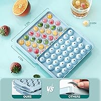 Vista 2 de Paquete de 3 bandejas de hielo para congelador, 99 bandejas de cubitos de hielo con tapa y contenedor, bandejas redondas para cubitos de hielo