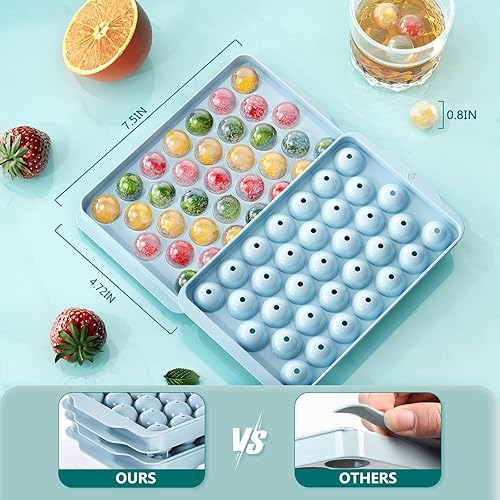 Miniatura 2 de Paquete de 3 bandejas de hielo para congelador, 99 bandejas de cubitos de hielo con tapa y contenedor, bandejas redondas para cubitos de hielo para