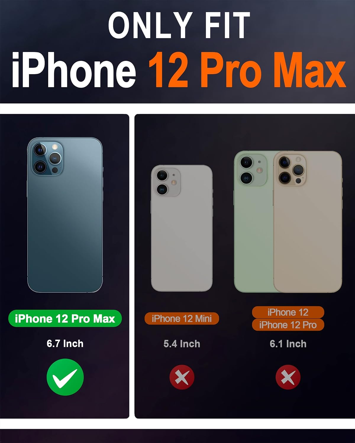 SHIELDON Case for iPhone 12 Pro Max, Genuine Leather Wallet Case Flip Magnetic Cover RFID Blocking Card Holder Kickstand Shockproof Case Compatible with iPhone 12 Pro Max 5G (6.7" 2020) - Navy Blue