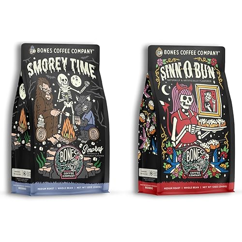 Bones Coffee Company S'morey Time and Sinn-O-Bunn - Paquete de café molido de 12 onzas