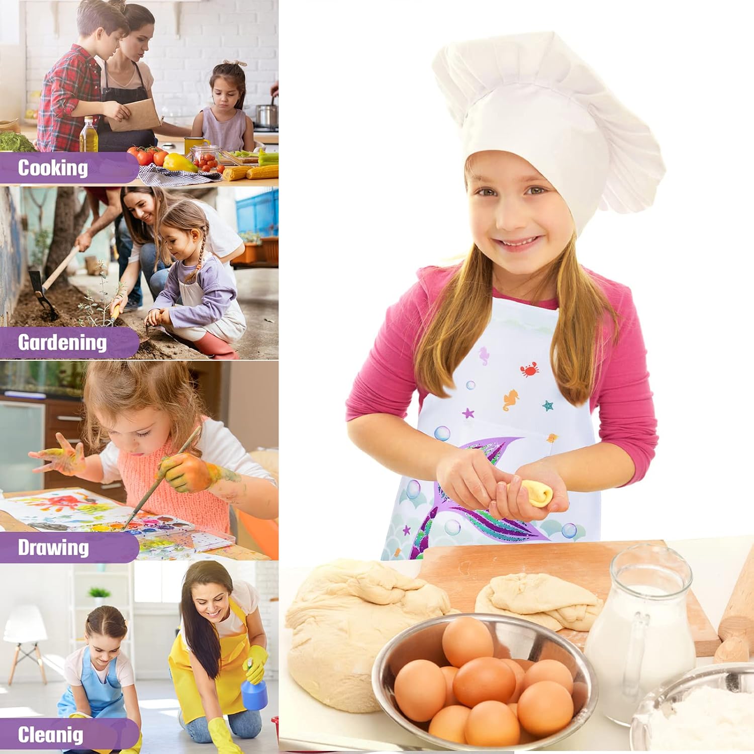 WERNNSAI Kids Art Aprons for Cooking, Painting Apron Art Smock for Girls Boys