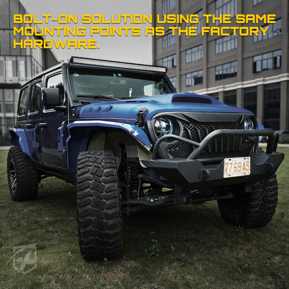 Xprite Kit di chiusura per cofano in alluminio per Jeep Wrangler JK JKU 2007-2018 e 2018-2021 Jeep Wrangler JL JLU Gladiator JT - Coppia