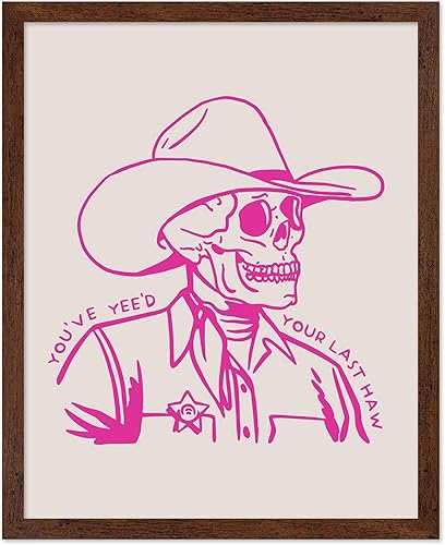 Miniatura 14 de Poster Master Póster con texto en inglés "You've Yeed Your Last Haw", estampado retro de vaquero rosa, arte occidental, arte moderno, arte del