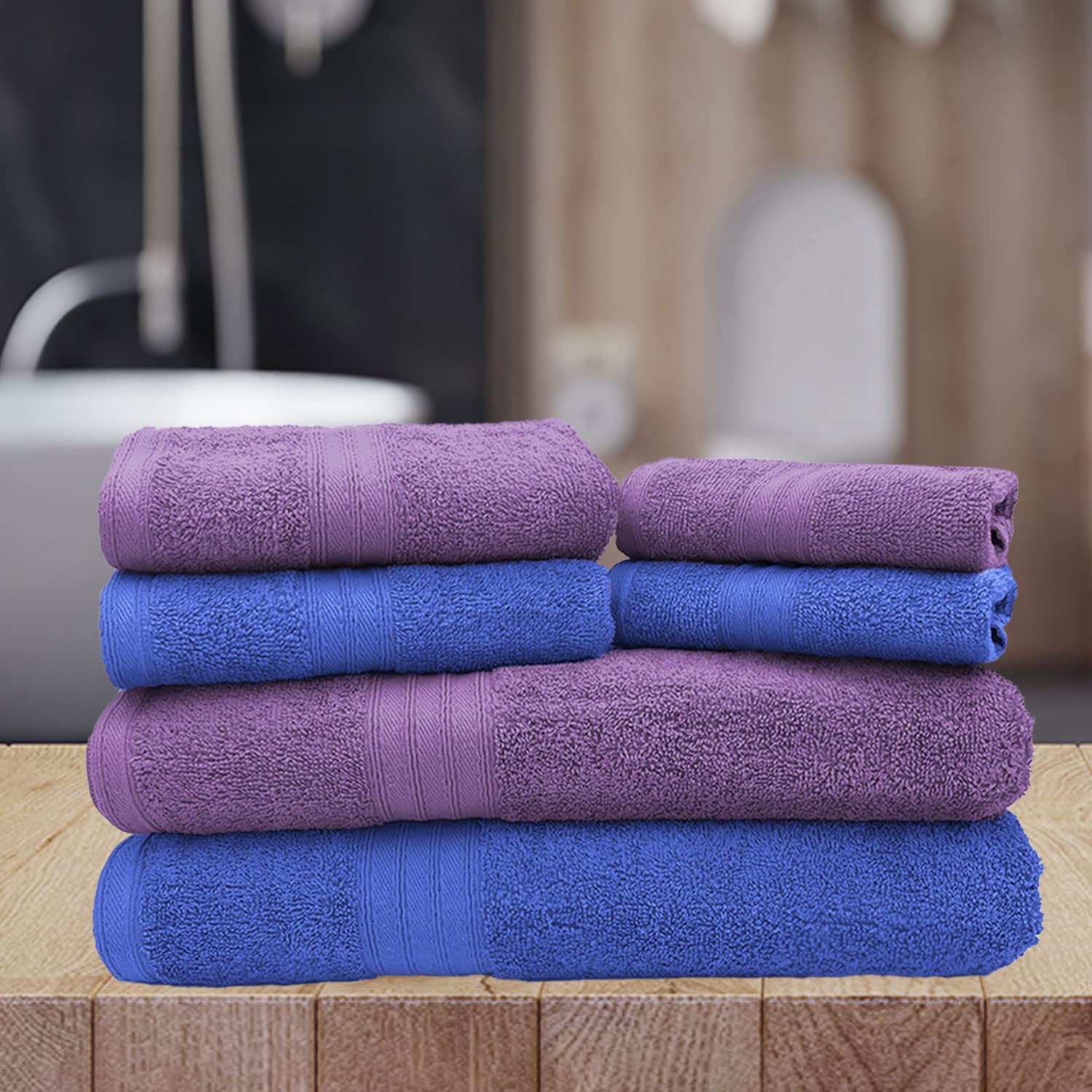 Sassoon Anatolia 6 Pc Towel Set in 500 GSM (Heaven-Grape) 2 Bath Towel, 2 Hand Towel & 2 Face Towel