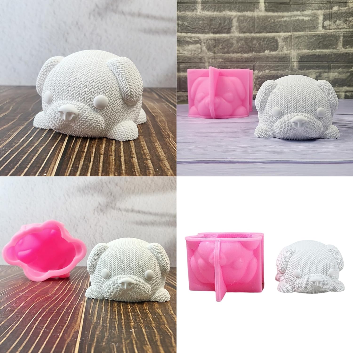 ニット犬用シリコンモールド ソープキャンディ石膏装飾用 耐熱フォンダンシリコン型