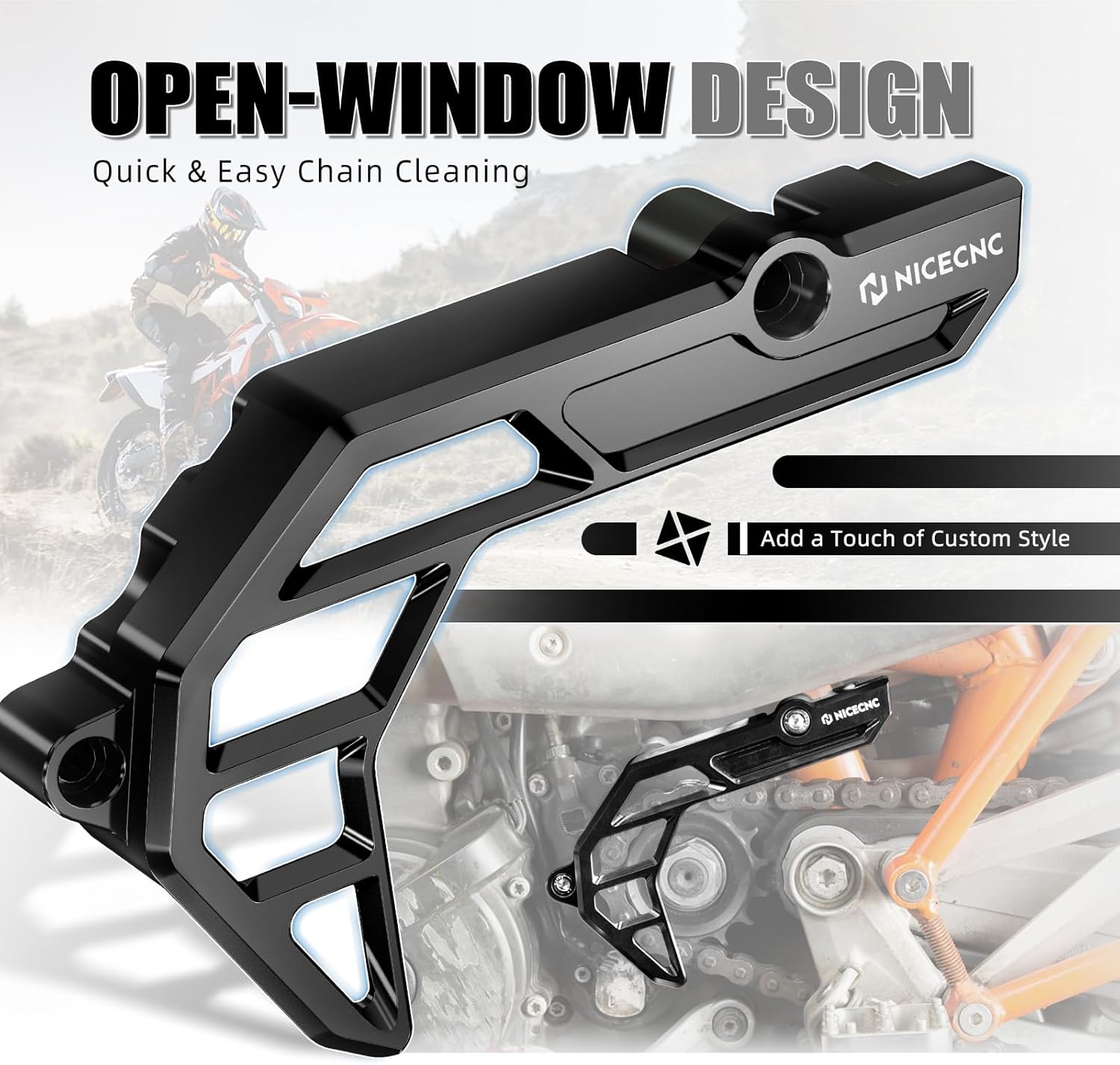 NICECNC Black Front Chain Guard Compatible with KTM 690 Enduro R/SMC R 2009-2025, Compatible with Husqvarna 701 Enduro/SM 2016-2025, Compatible with GasGas 700 SM/ES 2022-2025