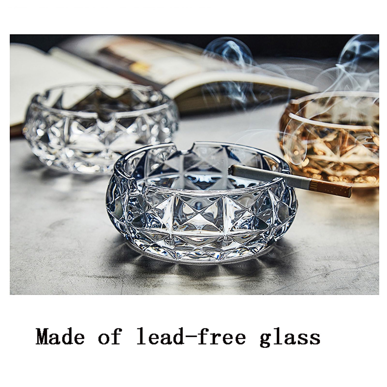 Posacenere In Cristallo Dorato - 10x10x2,5cm, Elegante Con 4 Fessure, Per Casa E Ufficio - Foto 5