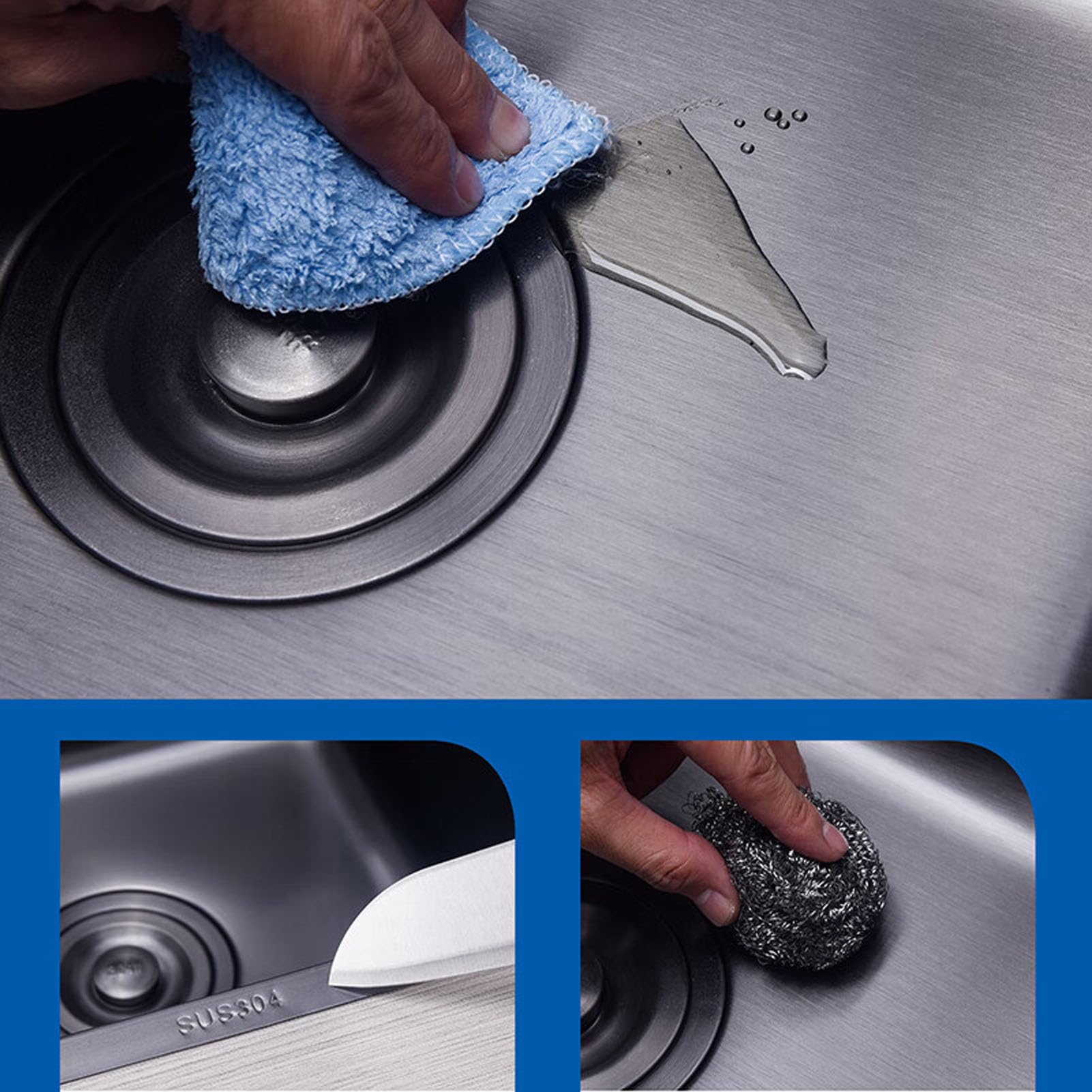 Lavello da Cucina,lavello Piccolo in Acciaio Inox 304,lavello Rettangolare 1 Vasca,Nero,lavelli per roulotte con Tubo di Scarico,Tipo Installazione: Installazione dall'alto e dal b