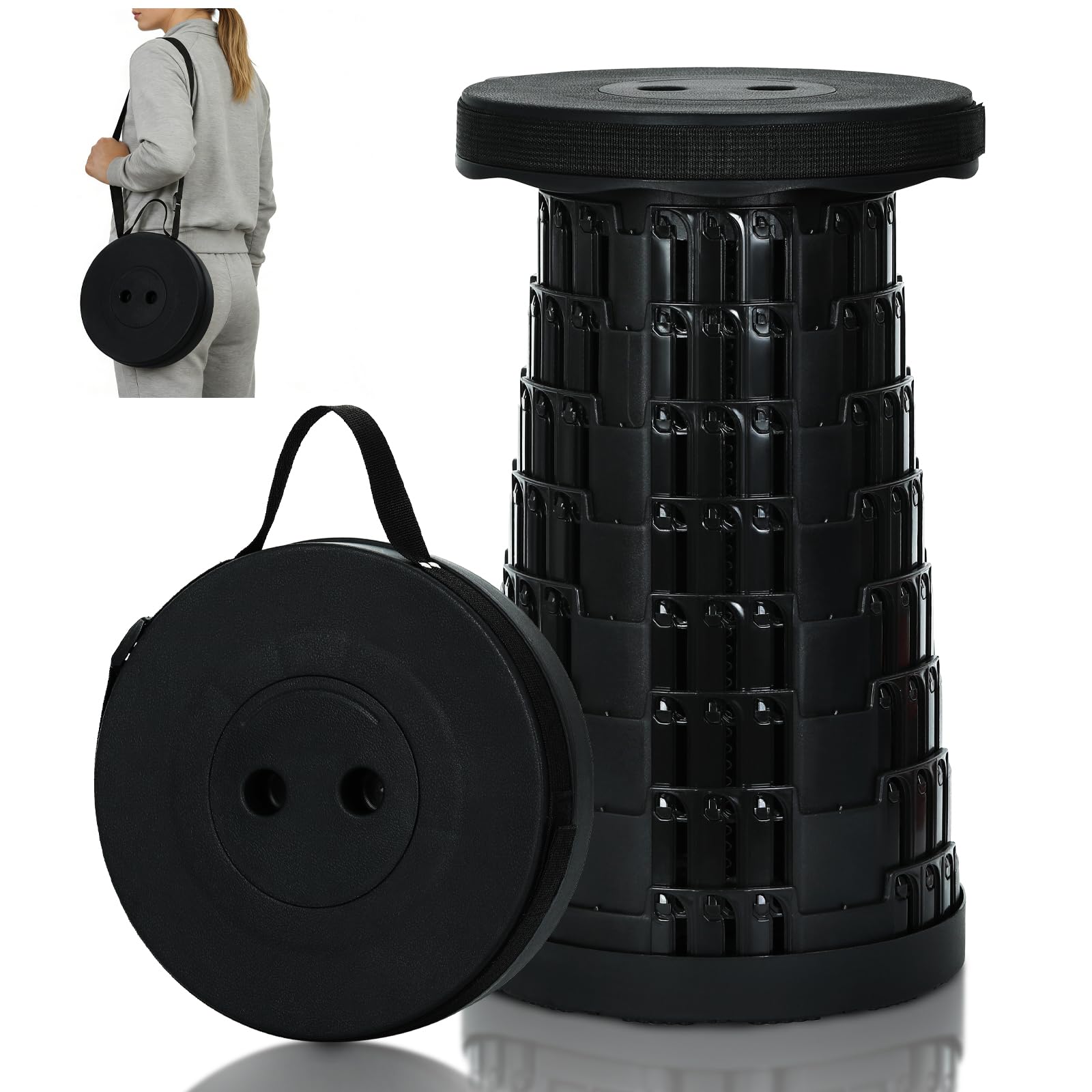 CXHSFNAL Upgraded Collapsible Stool Portable Folding Stools,Retractable Seat or Foot Rest,Foldable Camping Stool for Outdoor Fishing Backpack