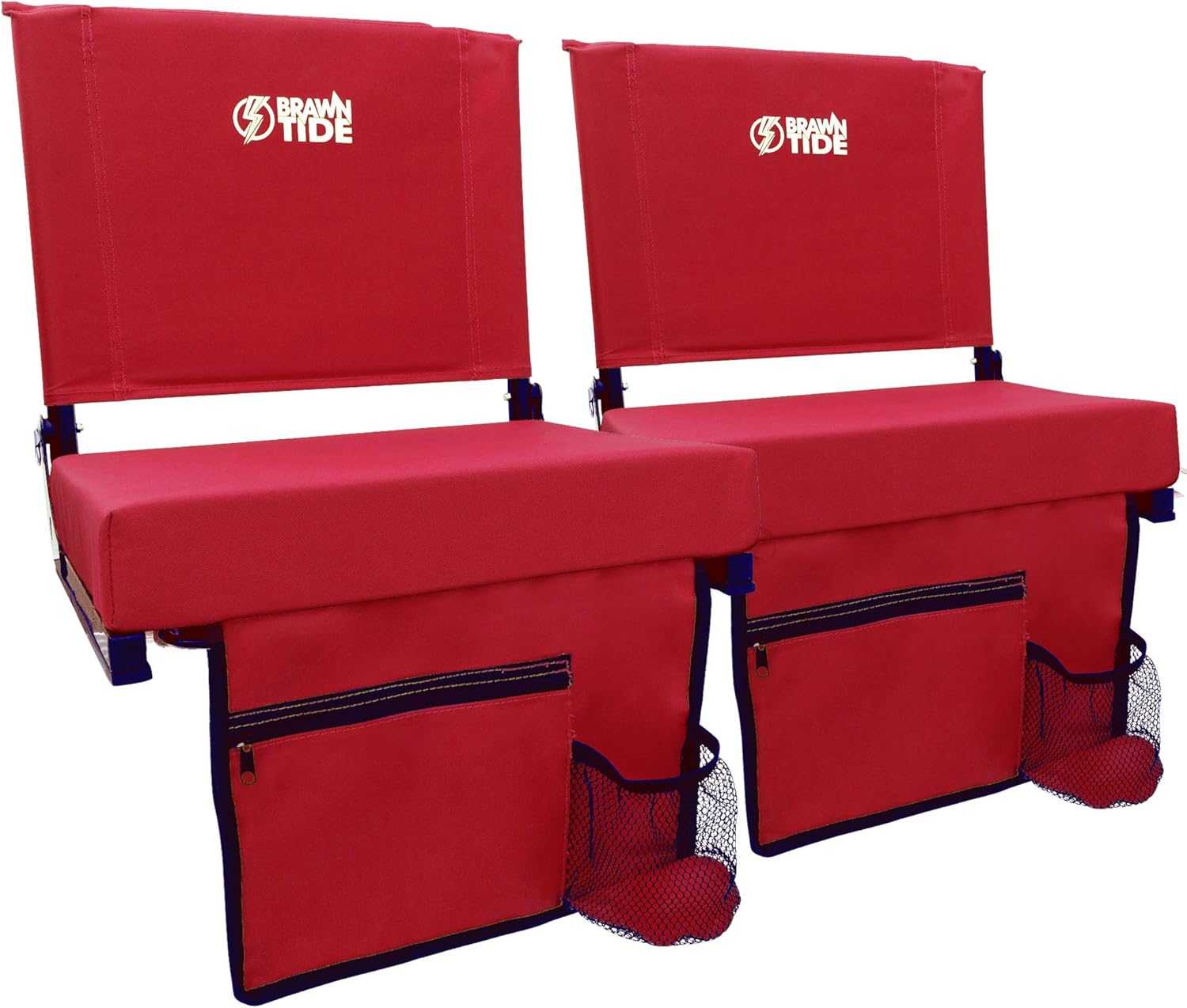 BRAWNTIDE Stadium Seat for Bleachers with Back Support - Wide Padded Bleacher Seat, Portable Folding Stadium Chair with Thick Cushion, Hooks, Shoulder Strap, Storage, Ideal for Games & Sports Parents
