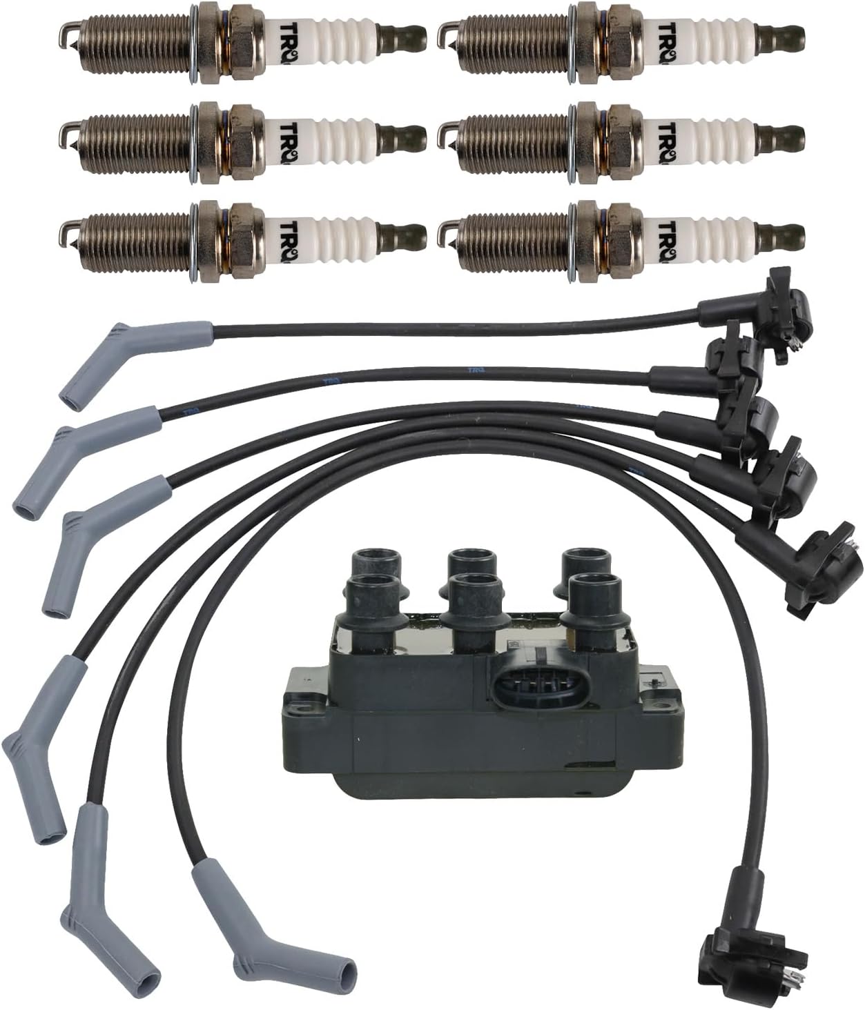 TRQ Ignition Coil & Spark Plug Kit Iridium 8 Piece Compatible with 1997-2000 Ford Explorer Ranger Mazda B4000 Only for V6 4.0L