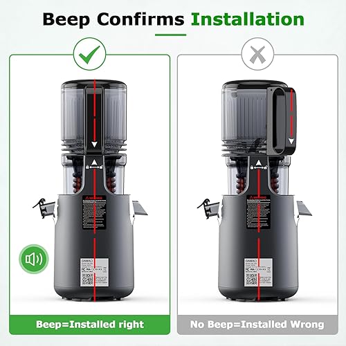 Miniatura 5 de OMMO Máquinas de exprimidor de prensa en frío canal de alimentación de 5.1 "para frutas y verduras enteras, exprimidor lento de 300 W sin BPA para