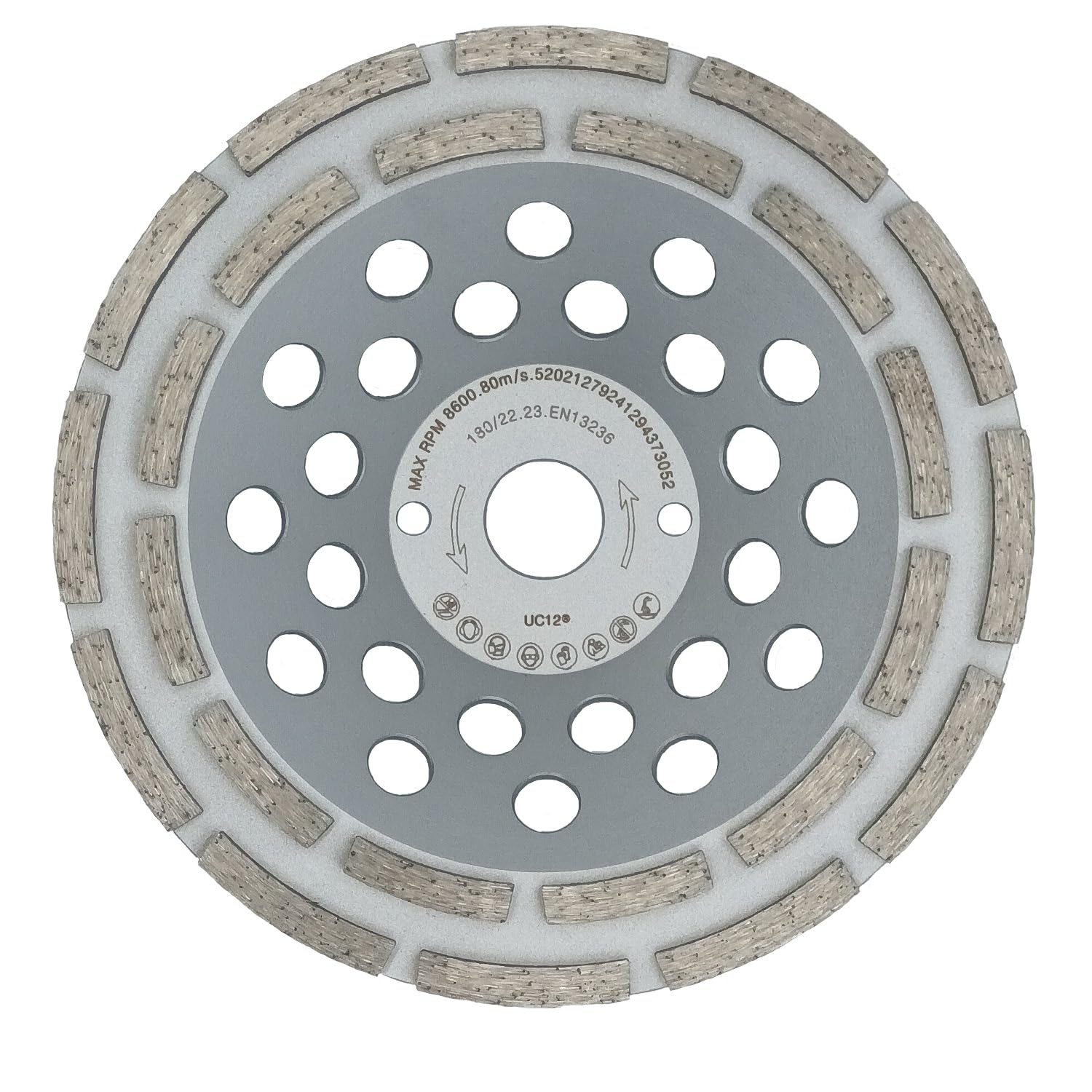EDW Diamant-Schleiftopf, 180 mm x 22,2 mm, doppelreihig, für Beton Universal
