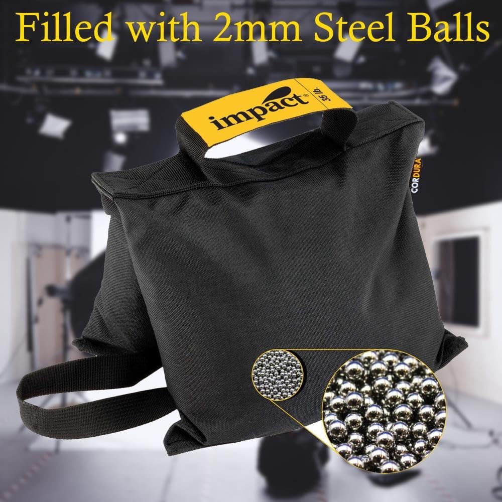 Impact Saddle Shot Bag - 35 lb Weight Bags for Light Stand Photography Video Equipment, Heavy Duty Saddlebag for Backdrop Stand, Photo Tripod, Canopy, Pop up Tent, Water-Resistant(Steel Balls Inside)