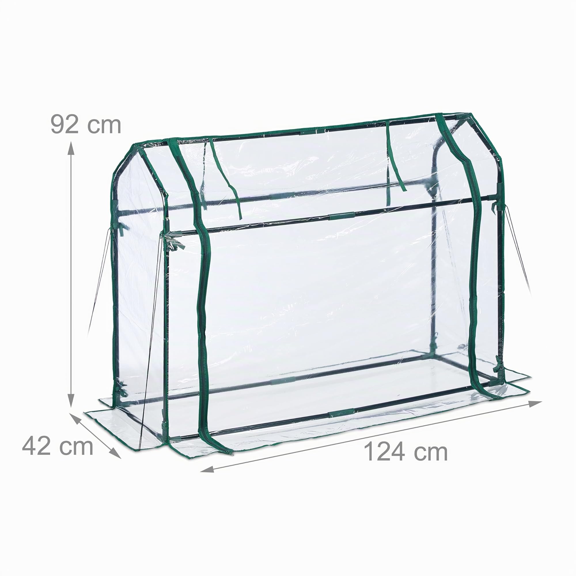 Relaxdays Serre de Jardin avec bâche en PVC, Porte Enroulable, HxLxP : 92x124x42 cm, système d'emboîtement, Transparente