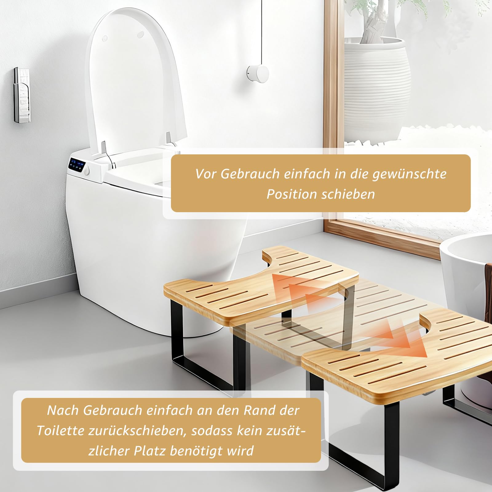 SgaSgabello per WC in legno per adulti, Alza Piedi Antiscivolo per Adulti in Stile Legno Naturale per una Posizione Accovacciata, Antiscivolo Allevia la Stitichezza, 39,97 x 19,98 x 17,01 cm
