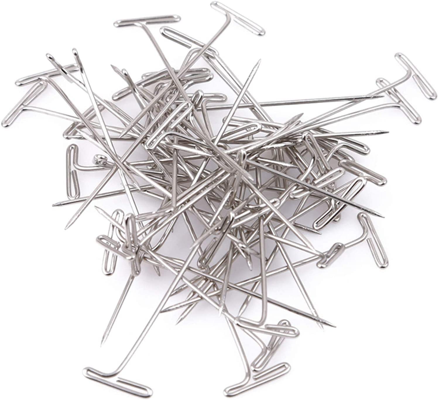 50 Pieces Strong Steel T-Pins for Blocking, Knitting & Modelling Nickel Plated T-Pin Needles with Hinged Reusable Tin Clever and Attractive