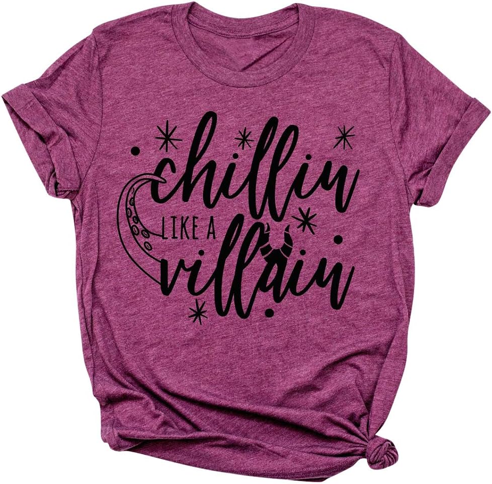 Perfectly Wicked Shirt Women Funny Maleficent Shirt Chillin Like a Villain Tee Shirt Short Sleeve Graphic Tee