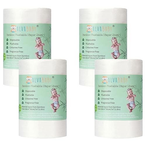 ALVABABY Forro de pañales para pañales de tela para bebé, pañales desechables suaves y naturales, 11.8 x 7.1 pulgadas, sin fragancia, sin cloro, 400