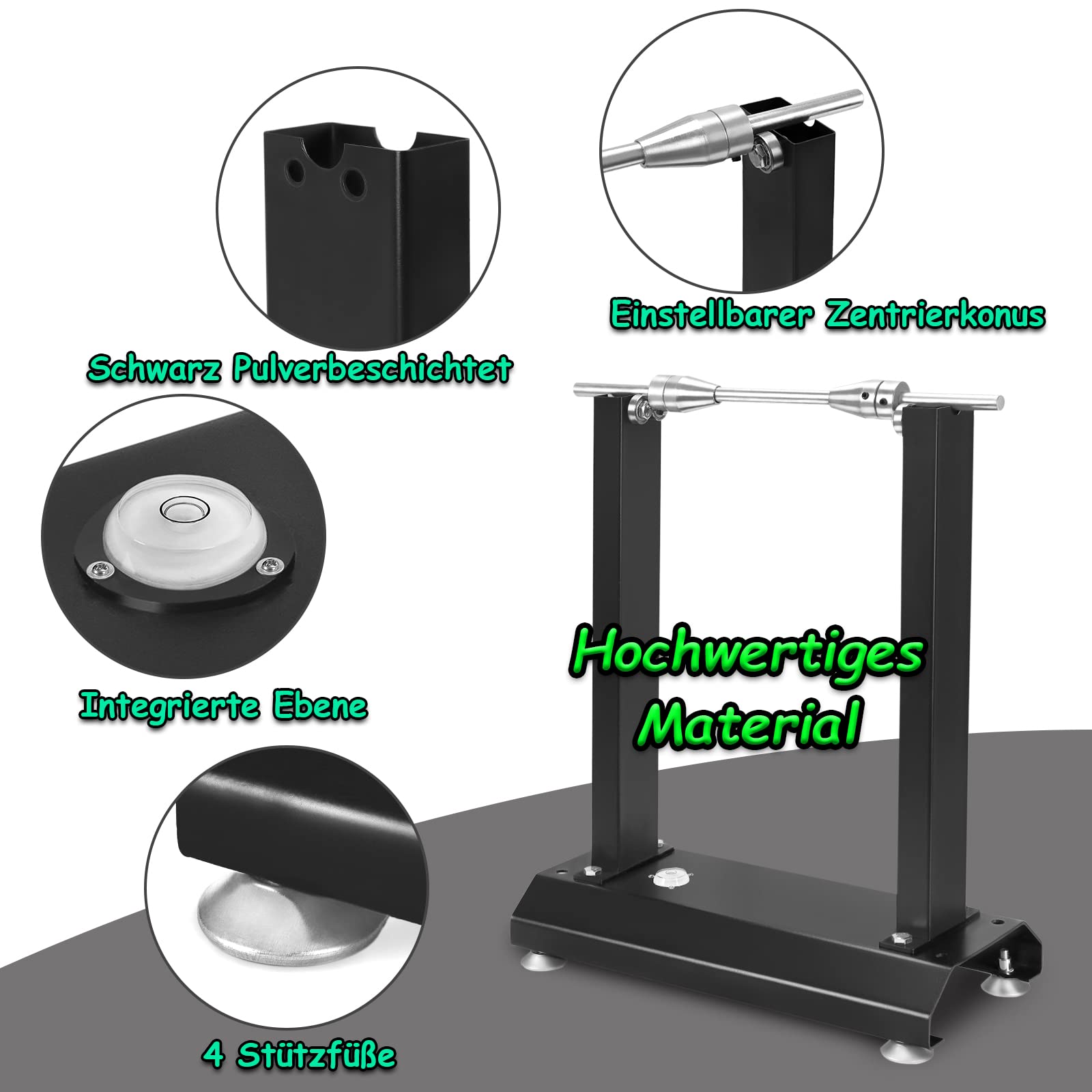 Froadp Equilibratrice per Ruote di Moto con Cono di Centraggio Regolabile Equilibratrice Bilanciatore per Ruote con Livella Integrata e Piedini di Appoggio per Moto e Scooter (40x19x50cm)