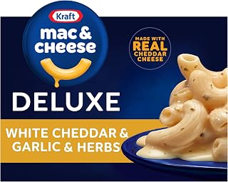 Kraft Deluxe White Cheddar & Garlic Herbs Mac & Cheese, 11.9 oz Box - No Artificial Flavors, Quick Family Dinner Side